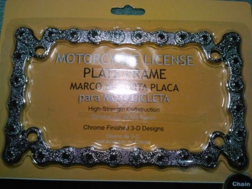 Motorcycle License Plate Frame Chain High-Strength Steel Chrome Finish3D Design