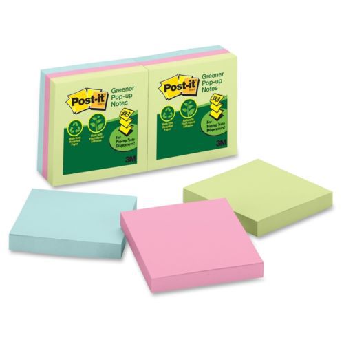 Post-it greener pop-up notes original recy pads - repositionable, (r330rp6ap) for sale