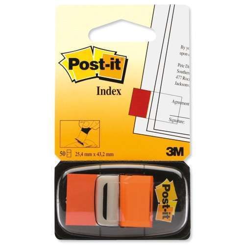 NEW 3M 680-4 Post-it Flags Orange, 1/pk of 50 flag dispenser, 1&#034;x1 3/4&#034;