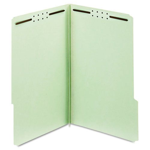 Folders, one inch expansion, two fasteners, 1/3 cut tab, legal, green, 25/box for sale