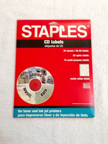 Unused, Vintage, Matte White, Staples CD Labels