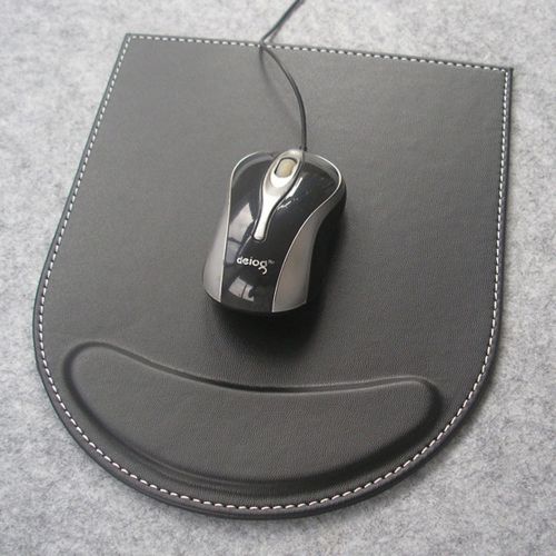 High Quality Solid Color Pu Leather Wrist Comfort Mousepad Mat