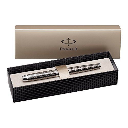 Parker IM Premium Deep Gun Metal Chiselled Medium Nib Fountain Pen - Gift Boxed