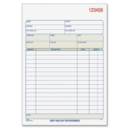 Adams Sales Order Book - 3 Part - Carbonless - 8.40&#034; x 5.60&#034; - 1Each