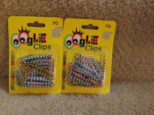 NEW NOS 2 OOGLIE VINYL COATED PAPER CLIPS 70 Assortd (50 Standard, 20 Giant Size