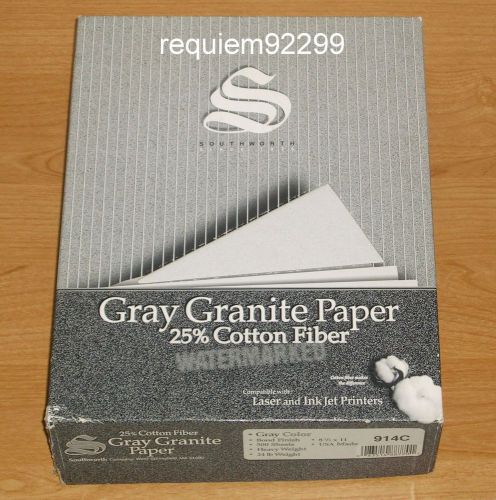 500 SOUTHWORTH 914C 24lb 8.5x11&#034; GRAY GRANITE PAPER~25% COTTON FIBER~WATERMARKED