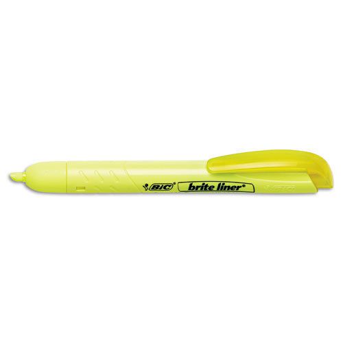 BIC Brite Liner Retr. Highlighter, Chisel Tip, Fl. Yellow, Dozen - BICBLR11YW