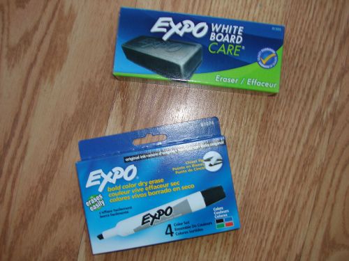 EXPO DRY ERASE 4 COLOR SET &amp; WHITEBOARD ERASER