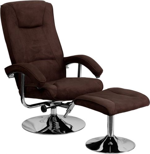 Flash Furniture Contemporary Brown Microfiber Recliner &amp; Ottoman w/Chrome Base