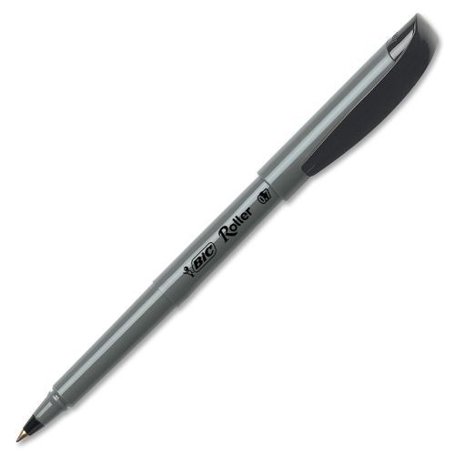 LOT OF 4 BIC Fine Point Roller Pen - Fine -Black Ink -Gray Barrel -12/Pack