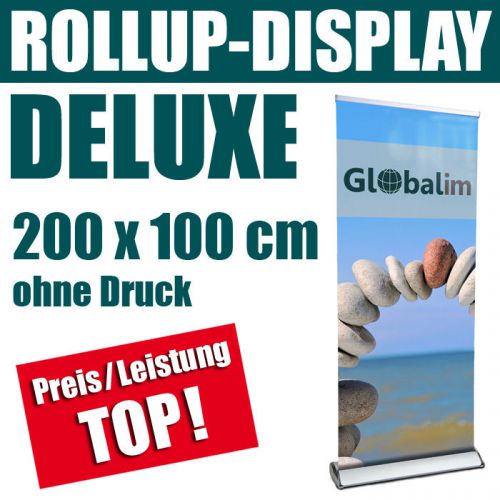 Rollup display deluxe edel - ohne druck 100 x 200 cm - roll up mit klemmleiste for sale