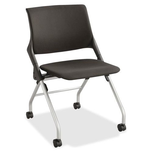 Saf4390upsl upholstery nesting chair, 22&#034;x23&#034;x33-1/2&#034;, black/silver for sale