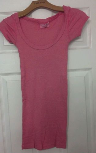 Michael Stars PINK SHINE Long T-Shirt/Top/Tunic Sz 2-8 Scoop Neck, Shimmery