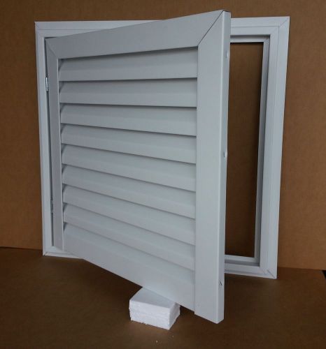 24&#034; wide x 24&#034; tall hinged aluminum gable vent with white enamel finish for sale