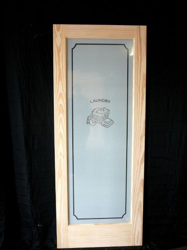 6&#039;8&#034; Solid Wood Stain Grade Laundry Door with Frosted Glass