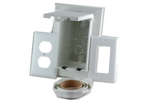 Arlington DBVR1W-1 Recessed Outlet Box Wall Plate Kit for Flat Surface Retrofit