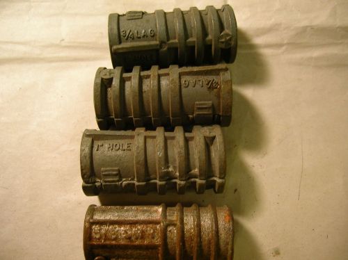 4 EACH 5/8 SHORT LAG SHIELD SCREW ANCHORS ZINC ALLOY VINTAGE OLD NEW STOCK