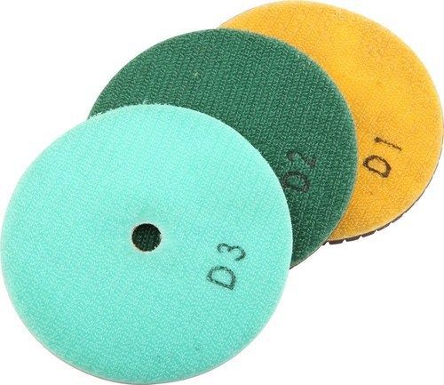 DAMO 4DAA 4-Inch 3-Step Dry/Wet Diamond Polishing Pads for Granite Polish/Con...