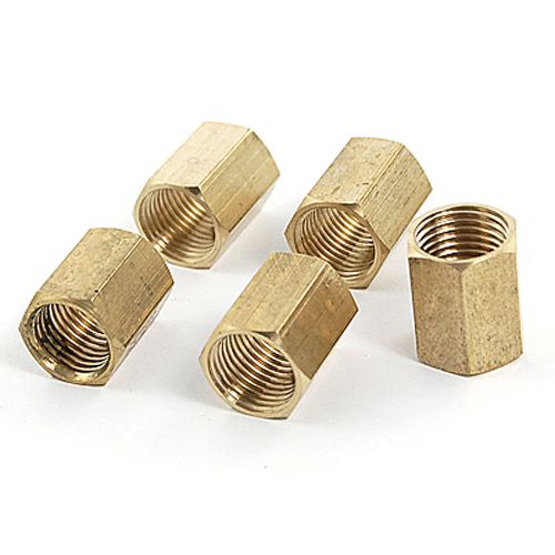 Pipe Hexagonal 11.9mm Female Thread Brass Fitting 5 Pcs