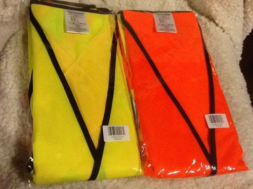 2 NEW XLARGE SIZE  SAFETY TRAFFIC SURVEYORS VEST H-VIS ORANGE WITH POCKET