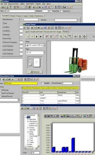 Equipment, construction machinery, forklift &amp; truck tracking  database software for sale