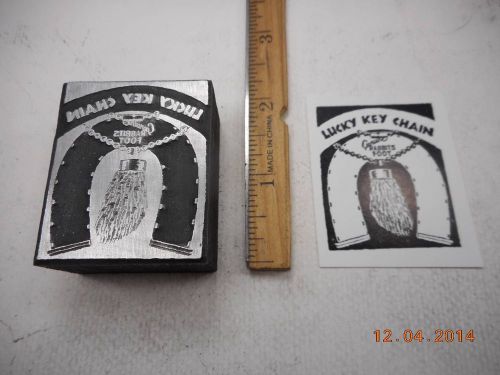 Letterpress Printing Printers Block, Rabbits Foot, Lucky Key Chain, words