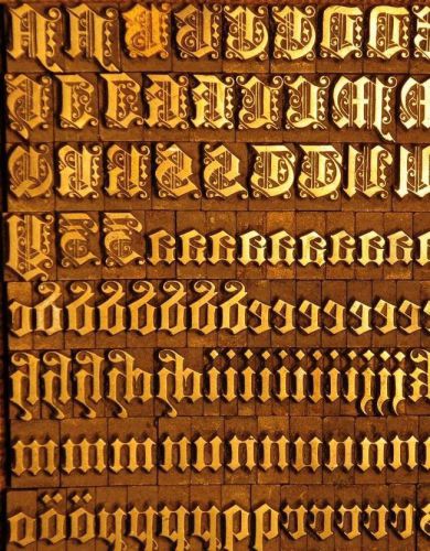 Blackletter Bookbinding Brass Type 0.33&#034; embossing gold finishing ABC gothic