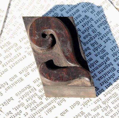 L fancy letter old wooden letterpress printing block wood type antique character for sale