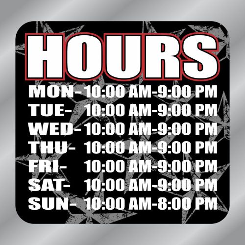 Business Custom Store Hours Vinyl Decal Door Graphics Front Sign Window 13.5x12