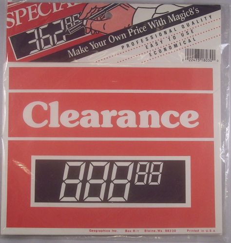 Clearance Sale Sign with Magic 8&#039;s Black-Out Numbers Set of 10 7&#034;x5 1/2&#034;