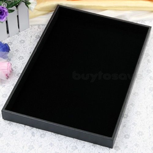 Rectangle Necklace Bracelet Jewelry Black Display Case Box Tray 14x9&#034;