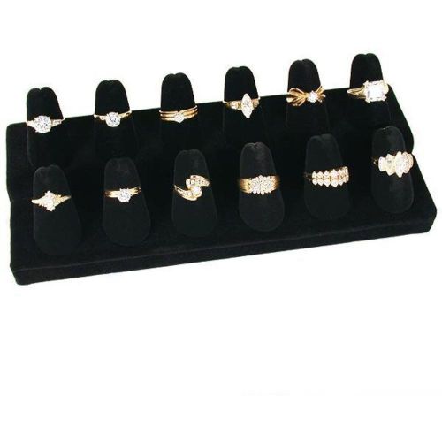 Black Velvet 12 Finger Ring Showcase Counter Top Display, Free Shipping, New