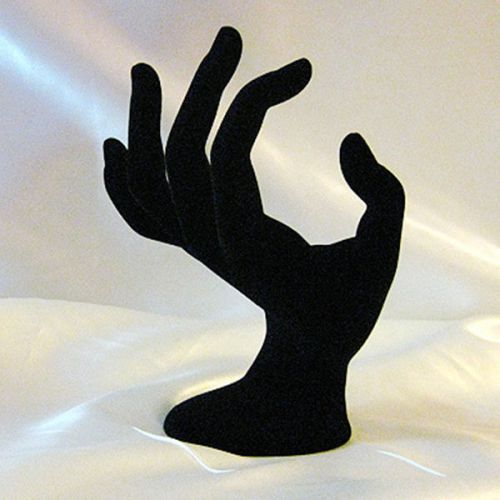 Velvet OK Finger Hand Ring Jewelry Bracelet Stand Black New!