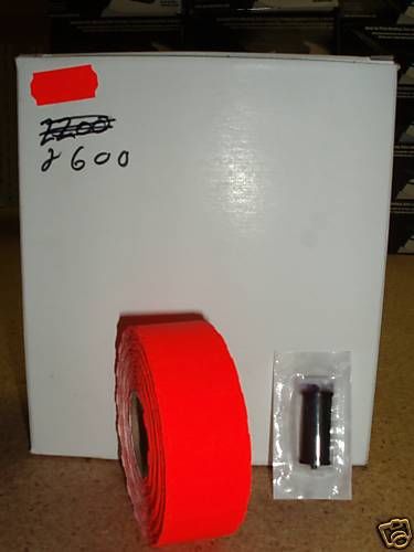 Meto 2600 blank fl. red labels with ink roller  1 box for sale