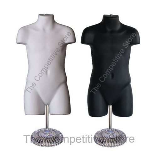 Child Black &amp; White Mannequin Body Form With Economic Plastic Base - 5T- 7