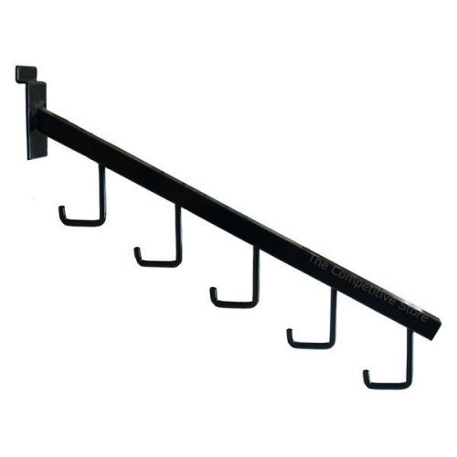 24 Pcs. Black 16&#034; Long Square Tubing Slatwall 5 Hook Waterfalls - For Slatwall