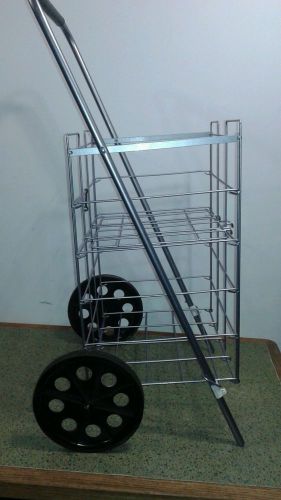 Metal Wire Folding 2 Wheeled Grocery Shopping Flea Market Cart Caddy