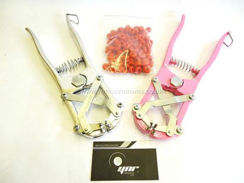Ynr elastrator castrating pliers rubber ring applicator large silver &amp; pink new for sale