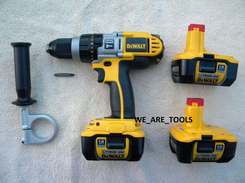 Dewalt 18v cordless dcd970 hammer drill, 3 dc9180 batteries 18 volt hammerdrill for sale