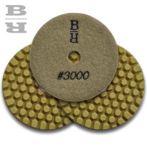 3 pk buddy rhodes 4&#034; 3000 grit dry concrete countertop wet dry polishing pad 6mm for sale