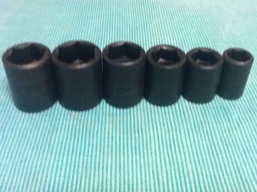 Armstrong 1/2&#034; drive 6 pt impact sockets? 6pc set? 5/8?3/4?13/16?15/16?1&#034;?1 1/16 for sale
