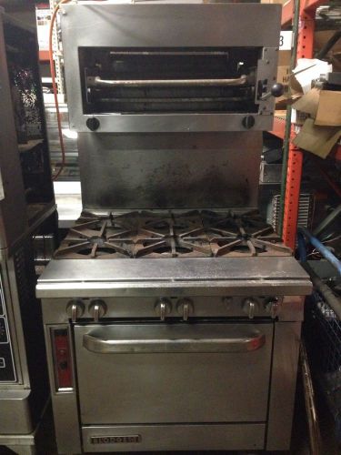 Blodgett Heavy Duty Six Burner Range With Oven And Salamander.