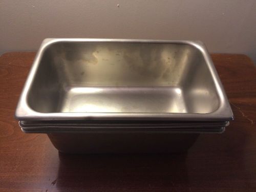 (3) stainless steel 18-8 steam table pans 10-1/2&#034;x6-1/2&#034;x6&#034; for sale