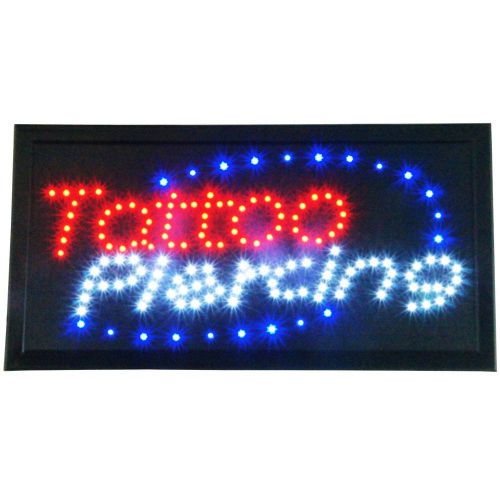 NEW Animated Tattoo Piercing LED Neon Light Shop Sign Bright Open Store Display