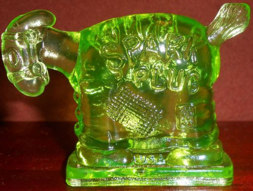 Green Vaseline Spark Plug Barney Googles glass paperweight uranium horse Donkey