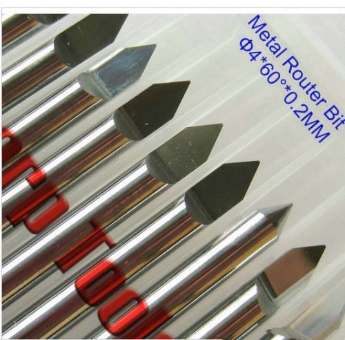 10pcs metal fine carving cu, al, steel, router bits milling cutter 4mm 60° 0.2mm for sale