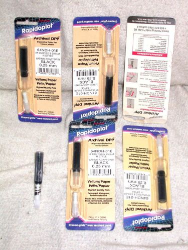 Lot of 5+ Rapidoplot 0.25mm &#034;H&#034; Style Black Pens for Vellum/Paper, NOS