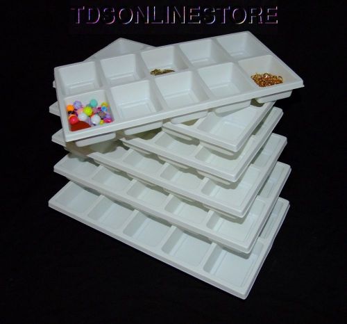 Lot Of 6 10 Slot Multipurpose Jewlery Sorting Trays White