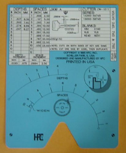 HPC 1200 CF52 Code card  For Volvo 240 / 740 / 760 Models 10- Cut Locks