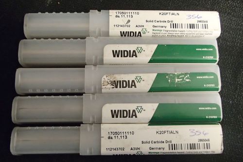 (356) 5   NEW WIDIA SOLID CARBIDE DRILL 17050111110 K20FTIALN DIA. 11,113